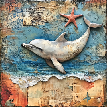 Nautical Sign, Dolphin Sign, DCO-02541, Sign For Wreath, 10x10